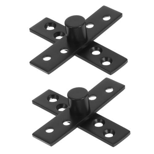 NUOBESTY 2pcs Stainless Metal 360° Rotating Hidden Pivot Door Hinges Heavy Duty Concealed Pivot Door Mechanism Matte Black Small Shaft Hinges for Industrial Use
