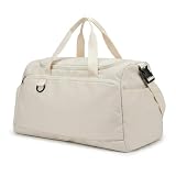 Waterdichte sporttas met schoenenvak en scheidingswand, 36-55 liter, sport- en reistas, voor dames en heren, schoudertas/hand, 51 x 28 x 25 cm, Beige, Modieus