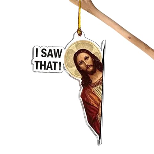 I Saw That Gesù Sign, I Saw Gesù Decoration, Gesù Acrilico 2D Decorazione per albero di Natale, Ciondolo per specchietto retrovisore, Ciondolo da appendere per donne, uomini, colleghi, mamme