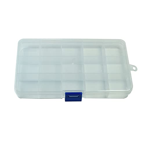 Image of Plastic Grid Storage Box,15 Large Grids Clear Plastic Jewelry Box, Small Accessories Multipurpose Organizer for earrings, tackle, string, (15 Grids - Clear)