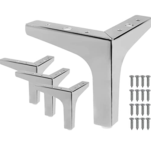 Image of Aakash Decor Sofa Legs 4 Inches (Set of 4) - Silver Finish Metal Heavy Duty Furniture Leg for Home, Office Sofa Paya | Rustproof T- Shape Sofa Leg with Weight Capacity 300 Kg