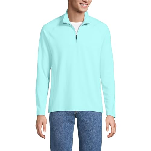 Lands' End Men's Long Sleeve Flex Performance Quarter Zip Large Pale Aqua Ice
