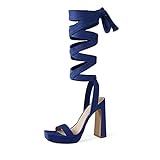 DREAM PAIRS Women's Low Heel Pump Sandals SDHS2318W Royal Blue-Suede Size 7.5