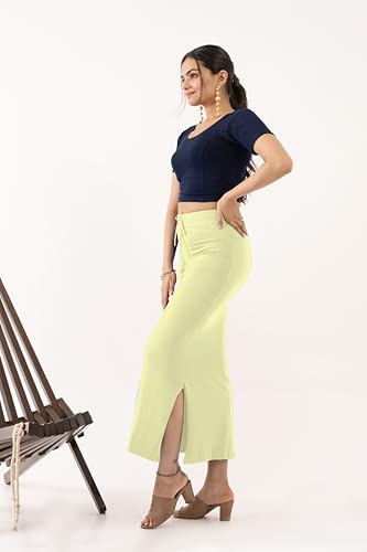 Image of DESI GIRL Cotton Lycra Stretchable Saree Shapewear Petticoat with Drawstring for Women | Fishcut Saree Petticoat with Side Slit for Easy Movement | Saree Shaper | Long inskirt