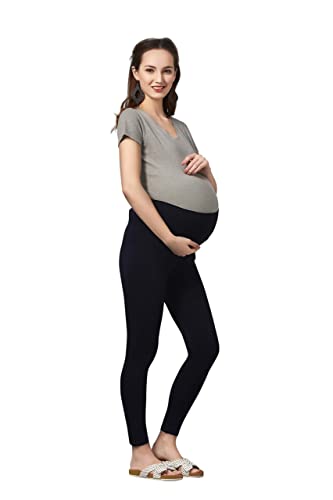 Image of Women's Cotton Lycra Over The Belly Maternity Leggings for Pregnant Women for Pre & Post Pregnancy