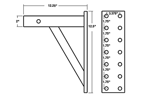 Image of Buyers Products PM812 Pintle Hook Mount 6-Position 2 Inch Receiver Black