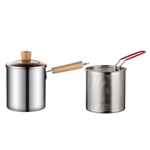 Freidora de acero inoxidable y olla pequeña con asas estables 2