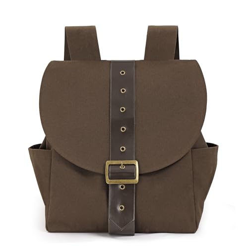 Koalswm Mochila de lona renascentista vintage, bolsa de viagem medieval, acessórios Ren Faire, Marrom, tamanho �nico