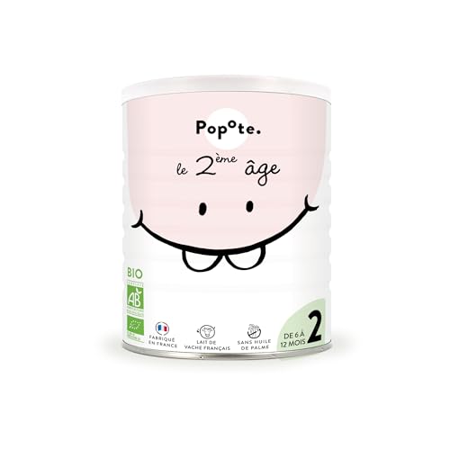 POPOTE - Lait Infantile 2eme Âge Bio 400 g - Lait En Poudre Dès 6 Mois - Formule complète - Avec des Protéines, DHA et Vitamines - Format Refermable...