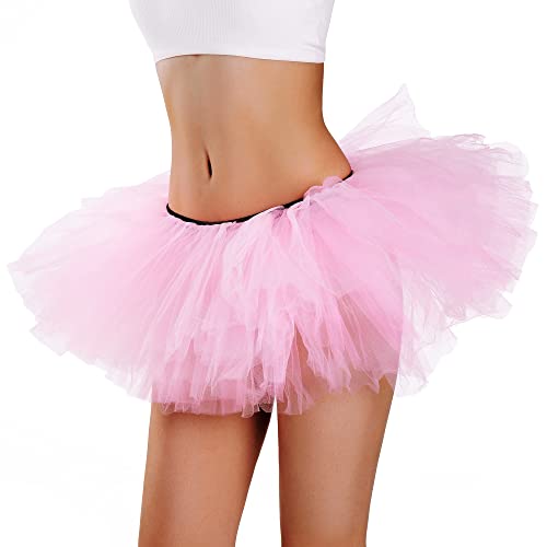 Phantomon Tutu Skirt Women's Teens Classic Elastic 5 Layered Tulle Ballet Skirt, 1950s Vintage Style Short Skirt, Adult Size