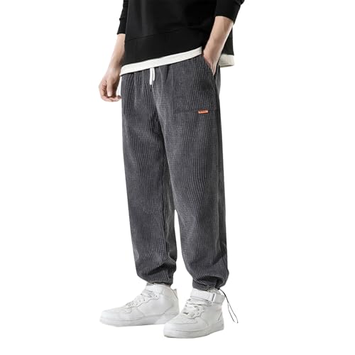 Pantalones de pana para hombre, cintura elástica, estilo coreano, holgados,...