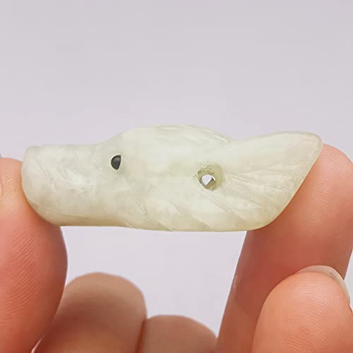 Manekieko Natural New Jade 40mm Wolf Head Pocket Crystals and Healing Stone Figurine,Haped DIY-Jewelry Pendant - Image 2