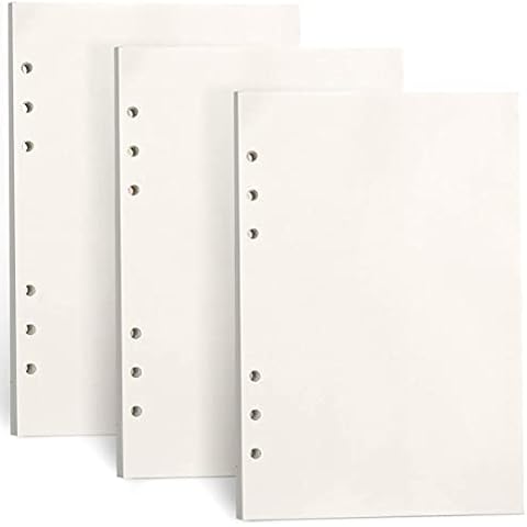 CYH 3 Packungen A5 Blanko Nachfüllpapier, 135 Blätter A5 Papier Blanko Ringbucheinlagen, 6 Löcher Nachfülleinlagen Notizpapier A5 Refill Paper für Filofax A5, Ringbücher, Notizen, Skizze, Einsätze Cover