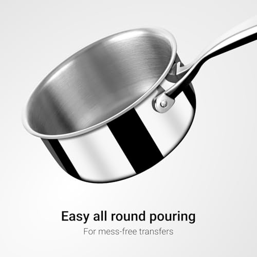 Stahl Artisan Triply 1L, 14cm Stainless Steel Tea Pan with Lid | Triply Sauce Pan | Induction & Gas Stove Compatible Milk Pan - Image 7