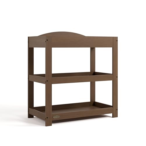 Image of Graco Customizable Changing Table with Water-Resistant Changing Pad (Hazelnut) - Customizable Modern Flat or Classic Arched Headboard, Changing Pad Included