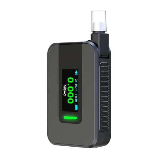 Upgrade Professional Fuel Cell Breathalyzer Portable BAC Alcohol Tester 10-Second Rapid Detection History Record Rechargeable for Drivers & Safety Checks No Calibration Needed (10 Mouthpieces)