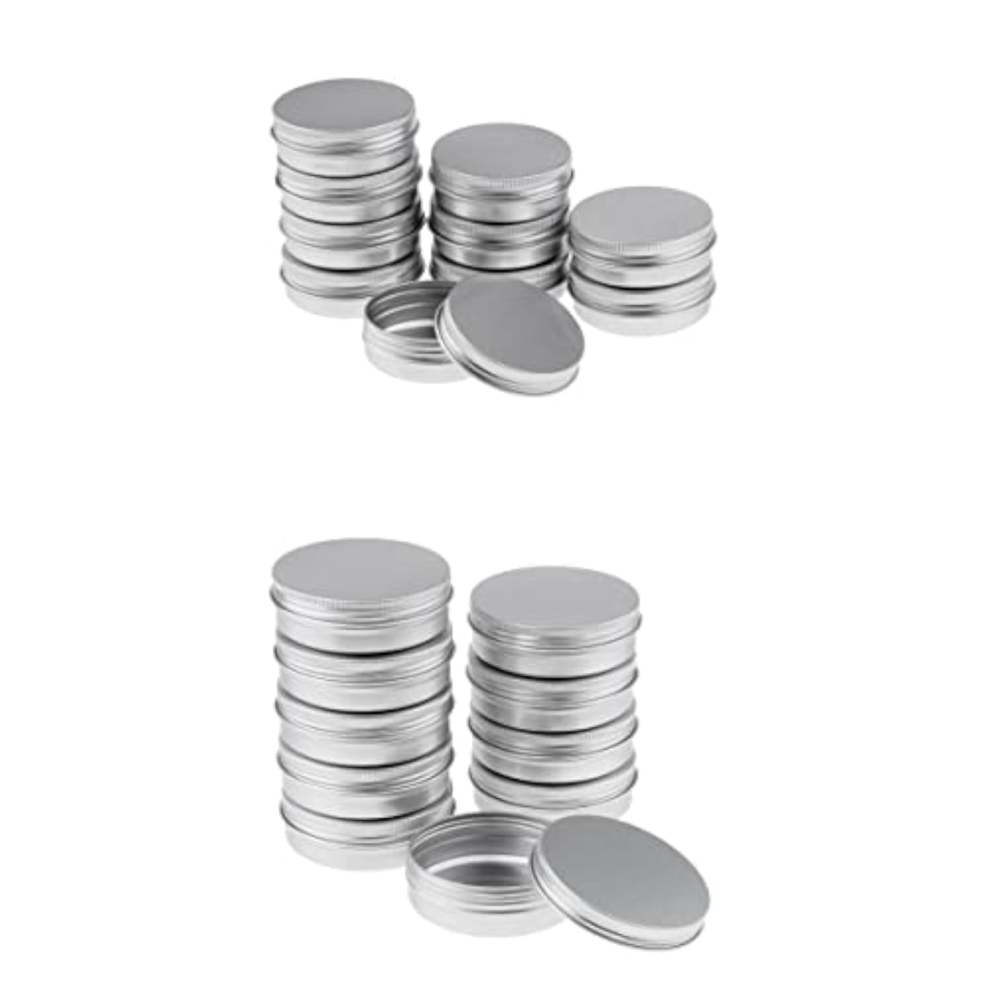 20/Pack Silver Small Round Aluminum Metal Tin Jar Containers