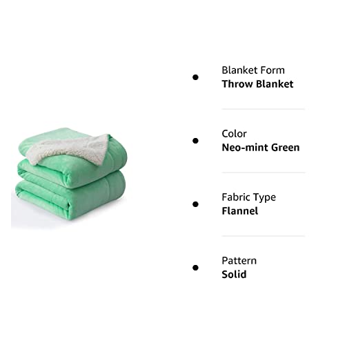 Nanpiper Flannel Blanket Reversible Sherpa Throw Blanket Super Soft Plush Warm Fleece Microfiber (50"X60",Neo-Mint Green) #TOP7