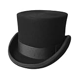 GEMVIE Men's 100% Wool Top Hat Satin Lined Party Dress Hats Derby Black Hat