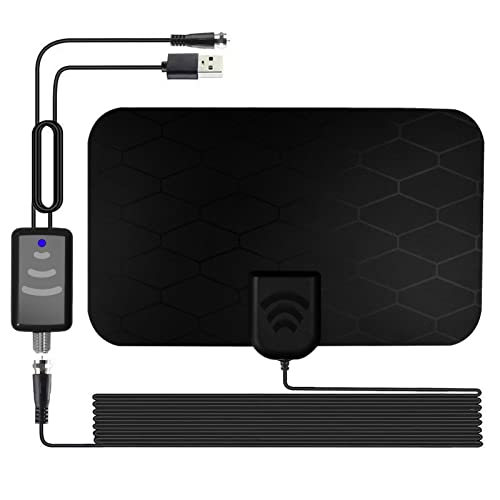 Koqit Antena de TV Digital para Interiores para Smart TV Antena HDTV amplificada hasta 50 Millas Soporte de Alcance 4K 1080p VHF UHF Vista Libre Canal Local Cable coaxial de 13 pies Cover