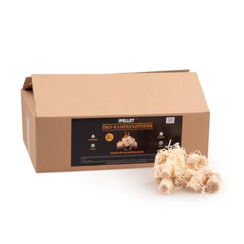iPELLET 2 kg Eco Fireplace Lighter, Grill Lighter, Oven Lighter, Wood Wool Kindling Wool, Organic Lighting Wool, Ecological Wax Lighter for Fireplace, Oven, Grill & Fire Pit