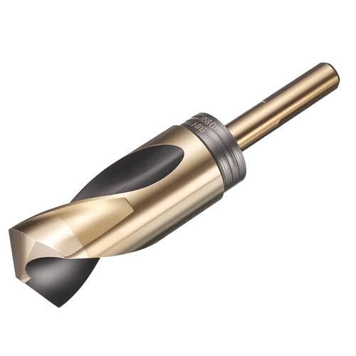Image of sourcing map 33.3mm (1-5/16") Drill Bit 1/2" Reduced Shank 3-Flat M35 5% Cobalt High-Speed Steel Twist Black and Gold Finish 135° Bits for Hard Metal Stainless Steel,1pcs
