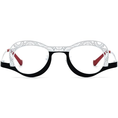 Image of FONEX Colorful Pure Titanium Glasses Frame Women Retro Round Eyeglasses