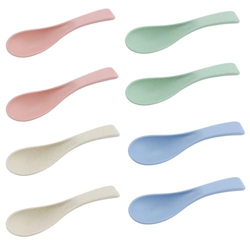 Wheat Straw Spoons, 6 Inch Reusable Soup Spoons, Colorful Lightweight Dinner Cereal Spoons for Adults, Microwave & Dishwasher Safe Portable Eco-Friendly Spoons