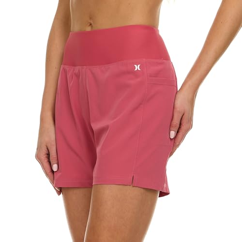 Image of Hurley 5 inch /7 inch High Waisted Swim Shorts Women, Board Shorts with Pockets & Inner Liner, Quick Dry Swim Trunk, UPF 50+