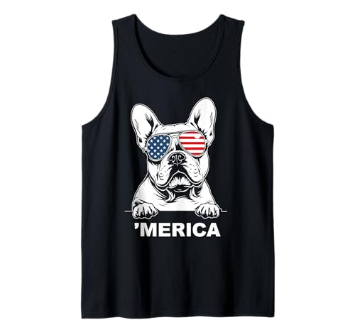 American Flag Merica French Bulldog 4th Of July kids women Tank Top