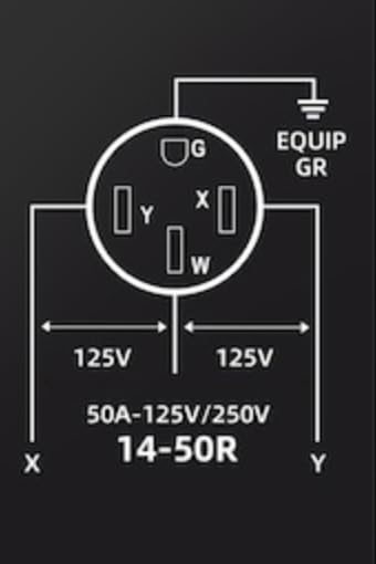 NEMA 14-50R wiring diagram showing terminal labels and voltage