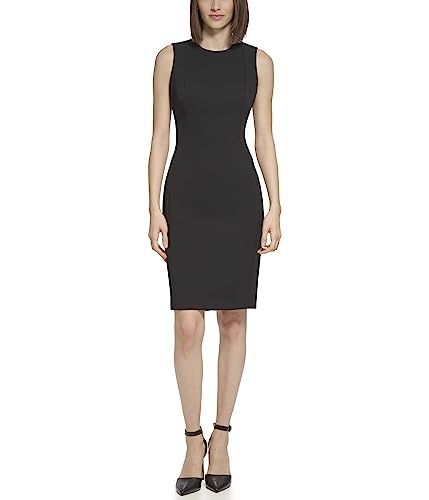 Image of Calvin Klein Women's Scuba Crepe Sleeveless Princess Seam Sheath Dress