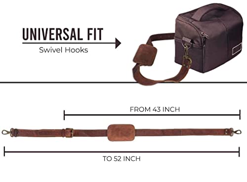 Leather Adjustable Padded Replacement Shoulder Strap With Metal Swivel Hooks Perfect Match For Messenger, Laptop, Camera, Duffel, Handbags #TOP1