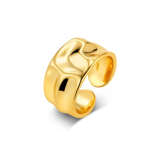 ALEXCRAFT Anillos Mujer Oro Ajustables Anillos Dorados Acero Inoxidable Mujer Chunky Anillo Hombre