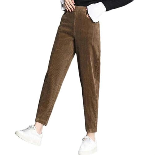 Pantalon de velours côtelé femme chaud à taille haute et finitions soignées