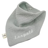 Generisch Zwucki Bio Musselin Dreieckstuch Halstuch Lätzchen mit Name personalisiert Geschenk Geburt Taufe Baby Weihnachten Mädchen Junge Baumwolle Mulltuch (Mint)