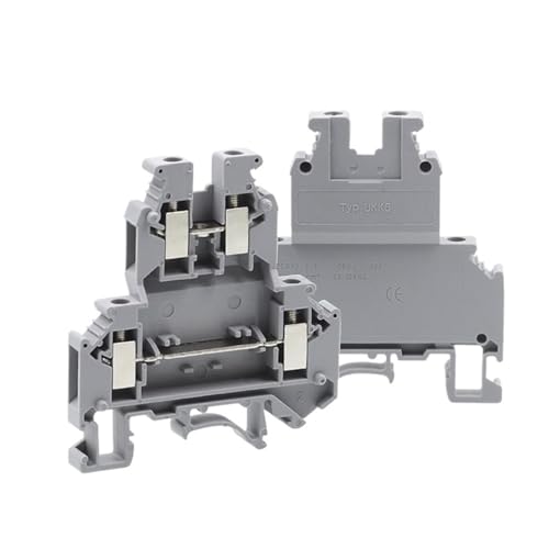 DUERDU 10 / 15 / 50 Stuks DIN-Rail Dubbele Rij Schroefklemmenblokken UKK5-Draad Elektrische Dubbele-Strik Klem-Blok-Aansluitkabel (Maat: 50 stuks)