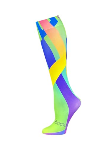 POWSOCX Geometric Green Base Layer Socks, Keep Dry Skiing & Snowboarding, Large