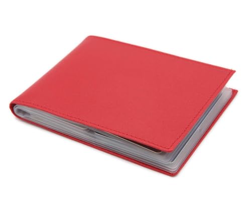 RFID Premium Leather Scan Card Holder Proof Hipster Wallet, Multifunctional and Multi-Card, Ultrathin and Extraordinary (RED)3