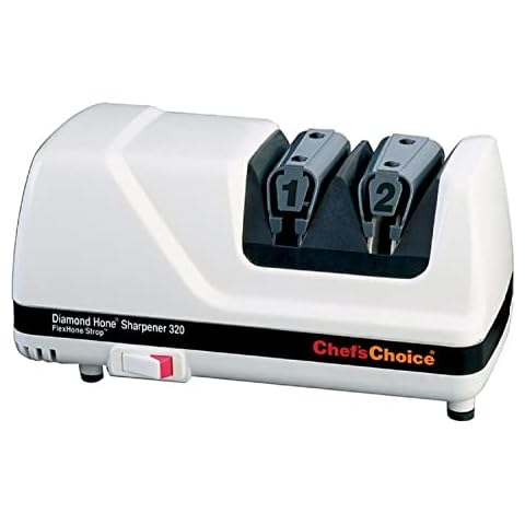 Chef'sChoice FlexHone/Strop Professional Electric Knife Sharpener 20-Degree Straight-Edge and Serrated Knives, 2-Stage, White Cover
