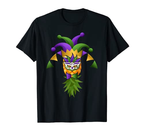 Upside Down Pineapple Mask Mardi Gras Funny Festival Costume Camiseta
