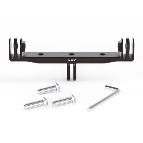 HSU Soporte Doble de Aluminio para GoPro, Adaptador Doble Más Largo para GoPro con Accesorio Multimedia o Carcasa Impermeable