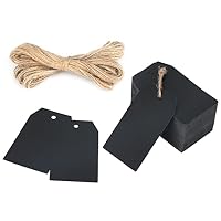 JUGUTA - 100 étiquettes Cadeaux En Papier Kraft 7x4 Cm Avec Ficelle - Pour Mariage, Anniversaire, Noël, Baptême (marron)