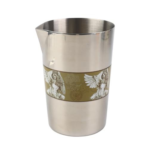 Copa para Mezclar Cócteles, Vaso de Acero Inoxidable 304, Resistente a la Oxidación, Estampado Vintage - Durable y Fácil de Limpiar, Uso Profesional y para Hogar (Lpo 1)