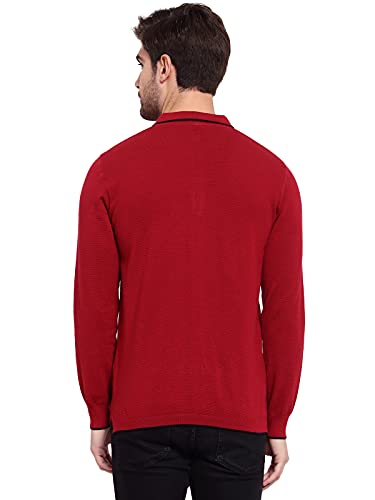Image of Kalt Mens Basic Solid Full Sleeves Polo Cotton Blend Knitted Regular Fit Polo-Neck T-Shirts with Collar Stylish