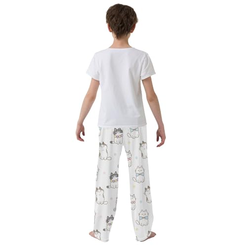 Boys' Pants Cartoon Cat Cute Long Bottoms Jogger Pants Elastic Waist Trousers with Pockets S-XL3