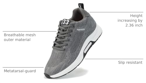 Image of Men's Invisible Height Increasing Elevator Shoes Lightweight Sport Shoes Height-Boosting Non-Slip Sneakers 2.4'' Taller