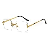 Street Knitted Rimless Unisex Square Luxury Retro Original 90's Hip Hop Clear lens Designer Gold Wire Metal Frame Sun Glasses Frameless Rectangle Eye Glasses For Men And Women