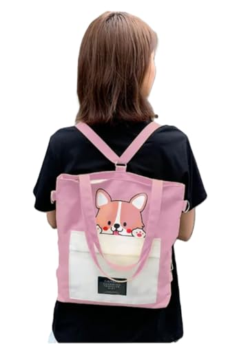 Image of INOVERA (LABEL) Canvas Tote Bags, Shoulder Bag and Backpack for Womens - Handbags for Ladies - Girls for Office,Travel,Collage,and Shopping Daily Use With Adjustable Strap (Pink)
