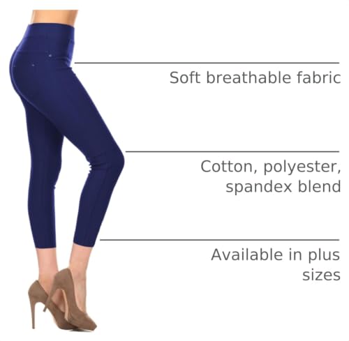Image of Leggings Depot Women's Cotton Blend Stretch Pull-on Jeggings Casual Pants with Pockets (Available in Plus Size)